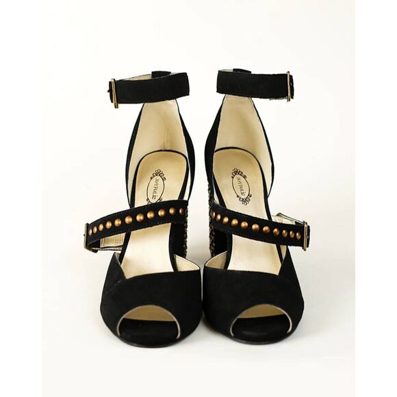 JoyFolie Aquaria Blk. Suede High Heel, Studded, NEW, 6.5 - Picture 1 of 6